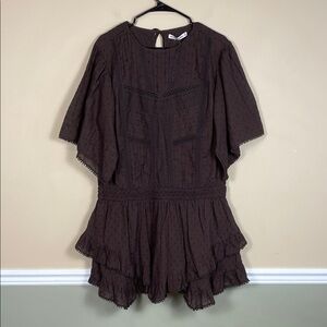 NWT Abercrombie & Fitch Women’s Swiss Dot Embroidered Brown Mini Dress Romper